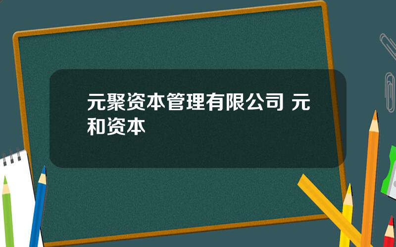 元聚资本管理有限公司 元和资本